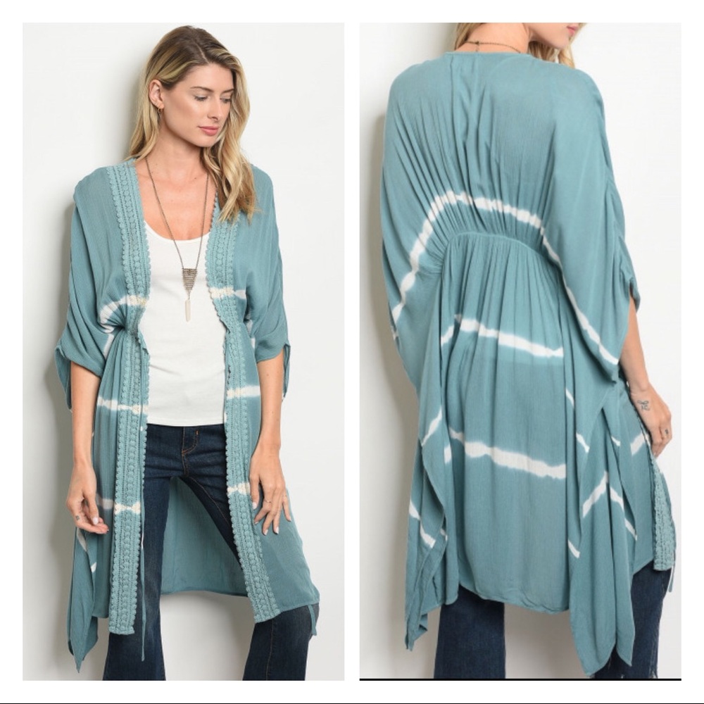 SALES ❗️Sage White Stripe Kimono
